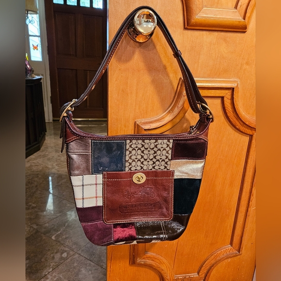 Vintage coach y2k suede leather tote purse patchwork design - Picture 2 of 15